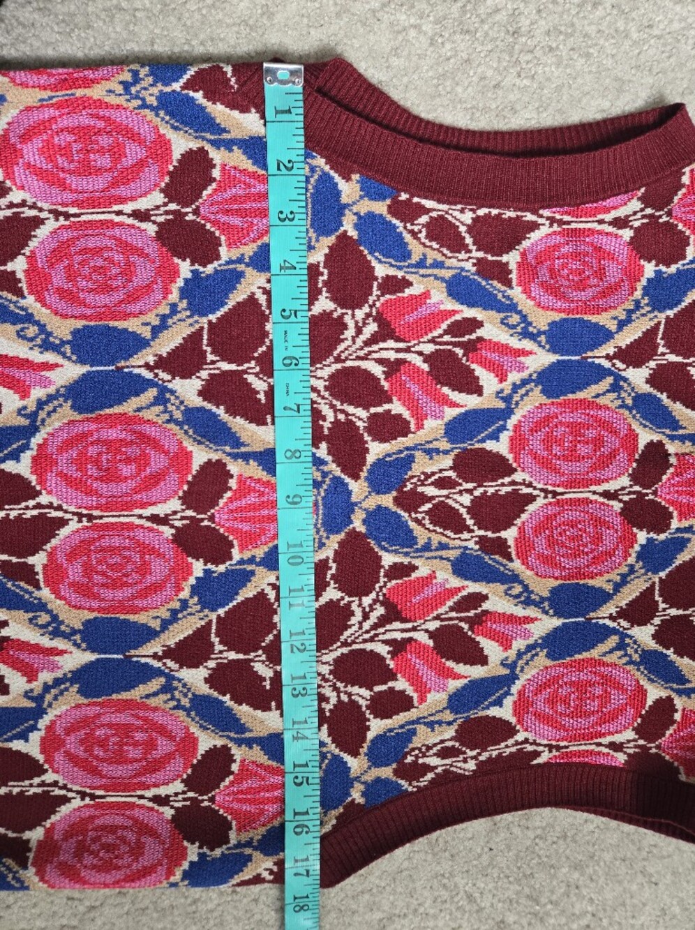 Maeve Anthropologie "Dera" Floral Knit Button-Front Sweater Vest. Size M - Picture 10 of 11